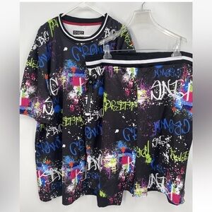 Men’s G-Net Shorts & Shirt Set Graffiti NWT Size 5XL Track Suit Street wear